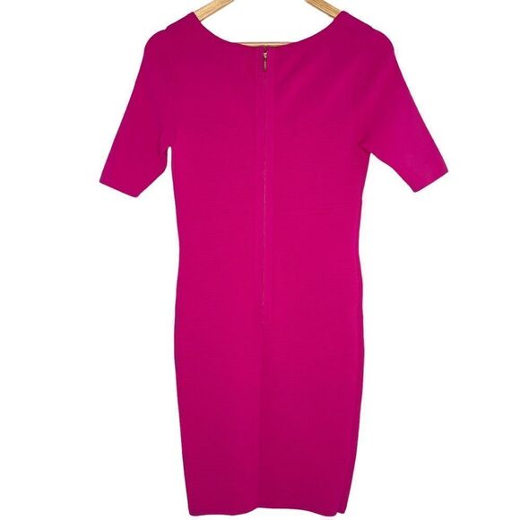 Reiss Dawson Lace Insert Pink Short Sleeve Bodycon Knit Midi Dress Size S - Picture 2 of 10